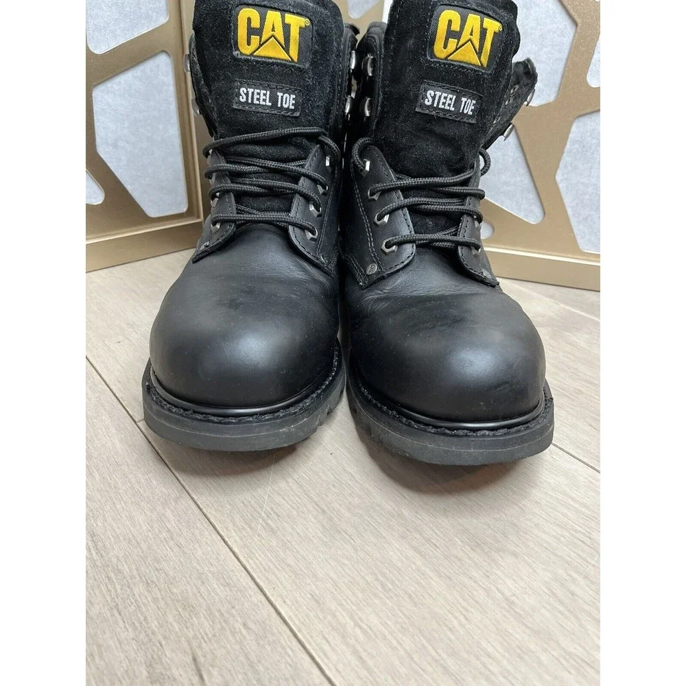 CAT Second Shift Steel Toe Work Boot Black Leather 13 W Wide Man caterpillar